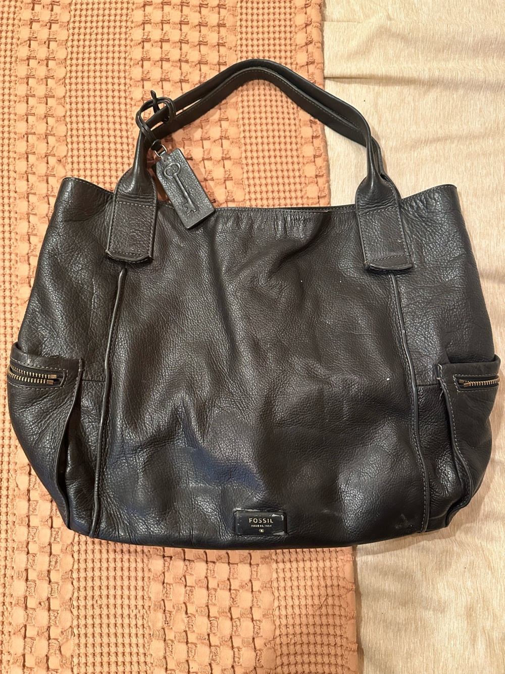 Fossil Women’s Black Leather Tote Bag